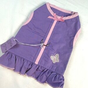 Boutique Butterfly Dog Dress Sm Purple Pink Harness D-Ring Pet Apparel NWT‎